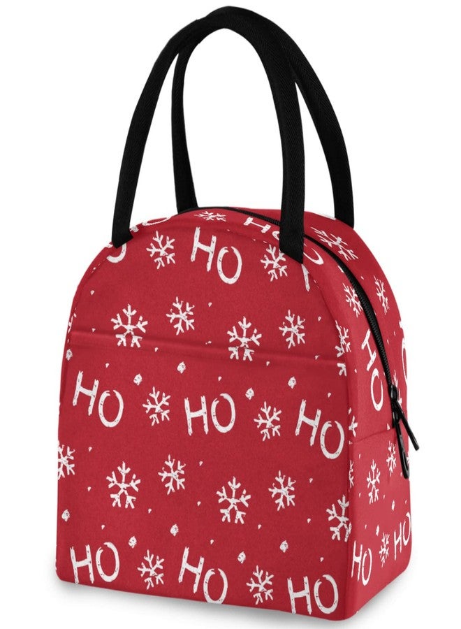 ZzWwR Christmas Snowflake Santa Claus Laugh Reusable Lunch Tote Bag with Front Pocket Insulated Thermal Zipper Closure Cooler Container Bag for School Work Picnic Travel Fishing Beach - Image 1